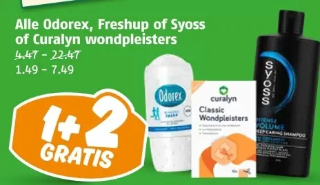 Aanbieding: Odorex, Freshup of Syoss of Curalyn wondpleisters