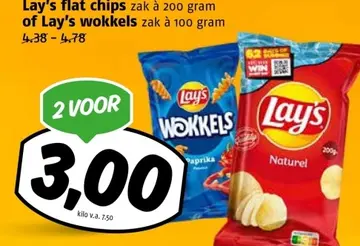 Aanbieding: Lay's flat chips, Lay's wokkels