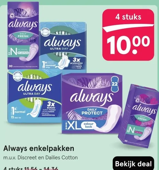Aanbieding: Always enkelpakken