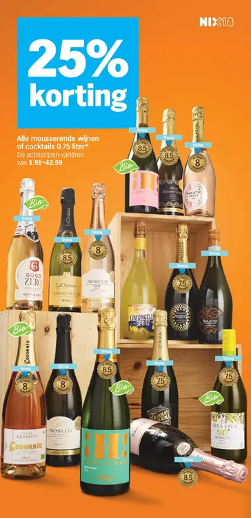 Aanbieding: Alle mousserende wijnen of cocktails
