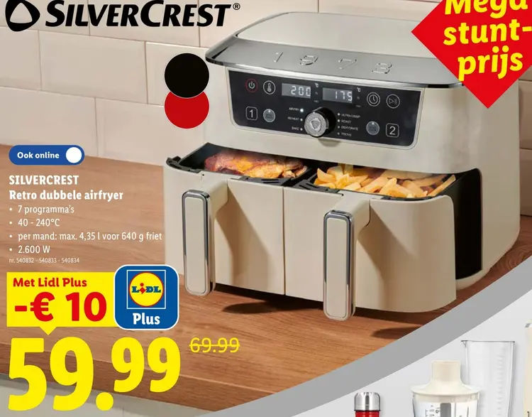 Promotie: SILVERCREST Retro dubbele airfryer