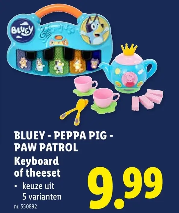 Promotie: BLUEY - PEPPA PIG - PAW PATROL Keyboard of theeset