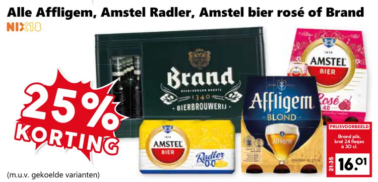Aanbieding: Alle Affligem, Amstel Radler, Amstel bier rosé of Brand