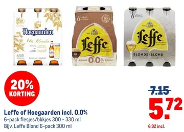 Aanbieding: Leffe of Hoegaarden incl. 0.0%