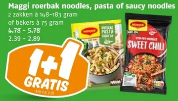Aanbieding: Maggi roerbak noodles, pasta of saucy noodles