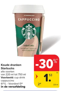 Aanbieding: Koude dranken Starbucks