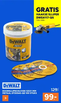 Aanbieding: DeWALT Doorslijpschijven 125x1mm Metaal DT20540-QZ 100st In Emmer