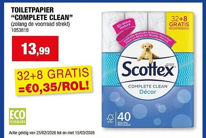 Promotie: Toiletpapier "complete clean"