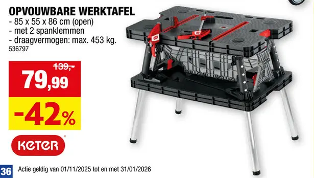Promotie: Keter opvouwbare werktafel
