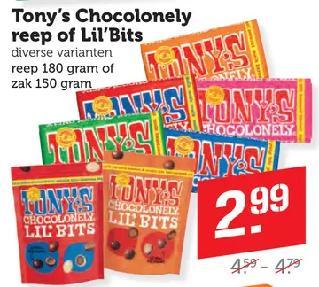 Aanbieding: Tony's Chocolonely reep of Lil'Bits
