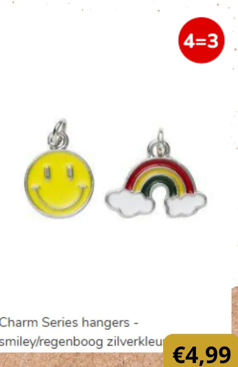Aanbieding: Charm Series hangers - smiley/regenboog zilve