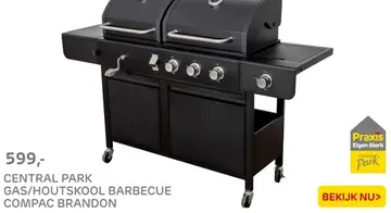 Aanbieding: CENTRAL PARK GAS/HOUTSKOOL BARBECUE COMPAC BRANDON