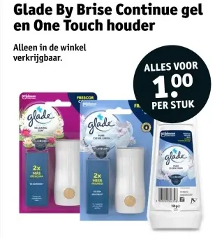 Aanbieding: Glade By Brise Continue gel en One Touch houd