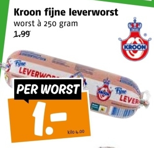 Aanbieding: Kroon fijne leverworst worst