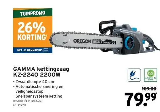 Promotie: GAMMA kettingzaag KZ-2240 2200W