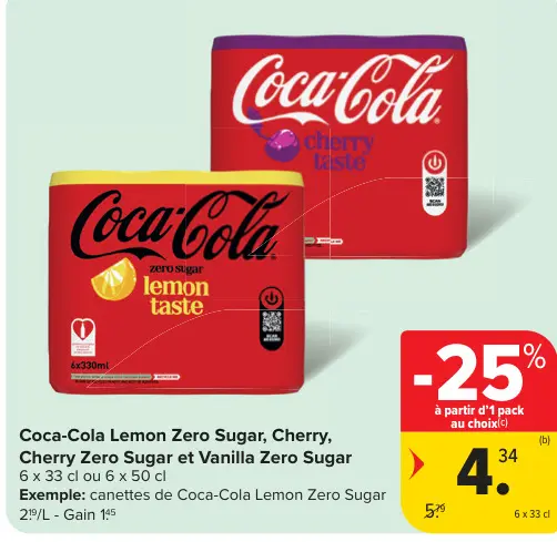 Offre: Coca-Cola Lemon Zero Sugar, Cherry, Cherry Ze