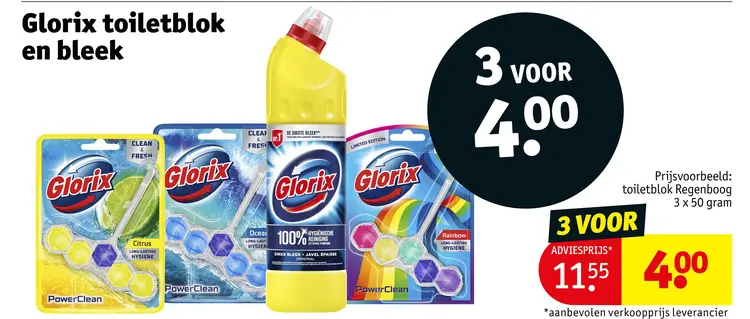 Aanbieding: Glorix toiletblok en bleek