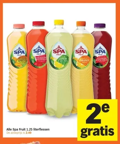 Aanbieding: Alle Spa Fruit 1.25 literflessen