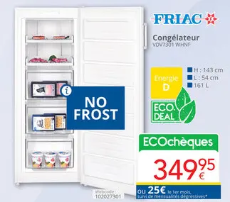 Offre: Congélateur VDV7301 WHNF