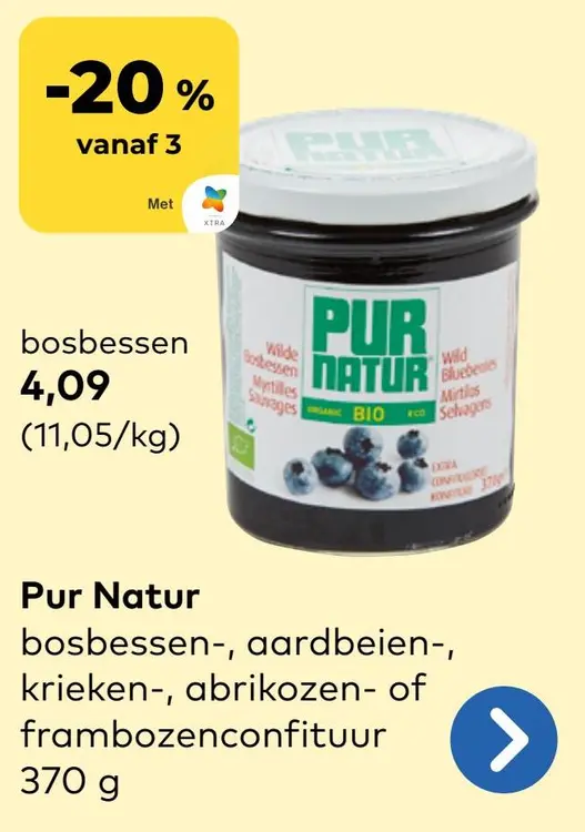 Promotie: Bosbessen-, aardbeien-, krieken-, abrikozen- of frambozenconfituur