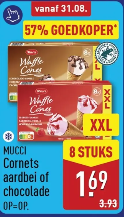 Aanbieding: Cornets aardbei of chocolade