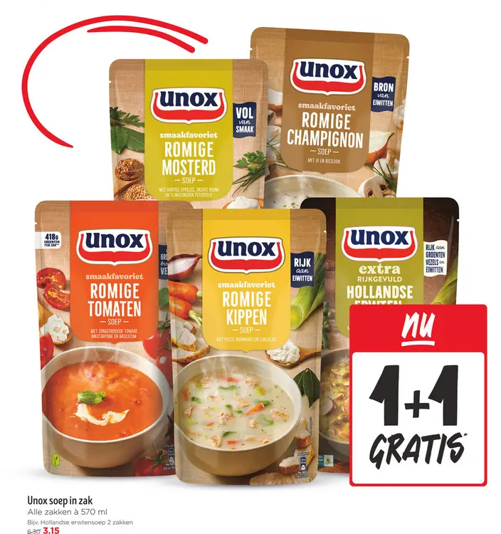Aanbieding: Unox soep in zak