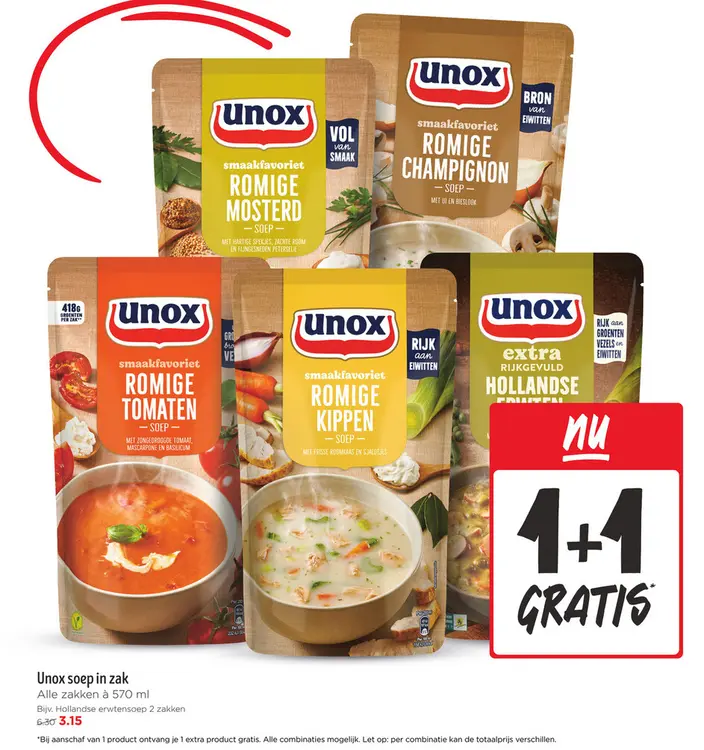 Aanbieding: Unox soep in zak