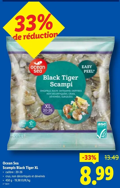 Offre: Scampis Black Tiger XL