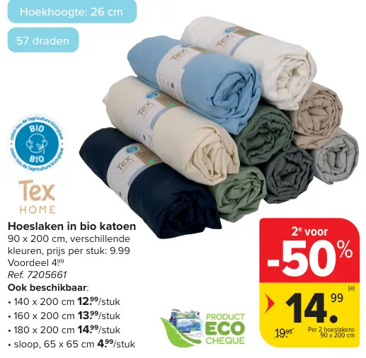 Promotie: Hoeslaken in bio katoen