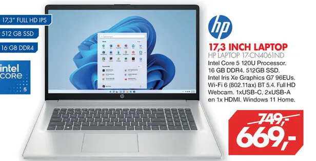 Aanbieding: Hp 17,3 inch laptop