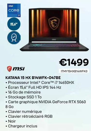 Offre: MSI Katana 15 HX B14WFK-047BE