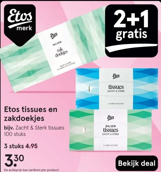 Aanbieding: Etos tissues en zakdoekjes