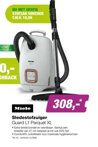 Aanbieding: Miele Guard L1 Parquet XL Stofzuiger met Zak - Briljantwit