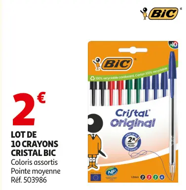 Promotie: 10 crayons cristal BIC