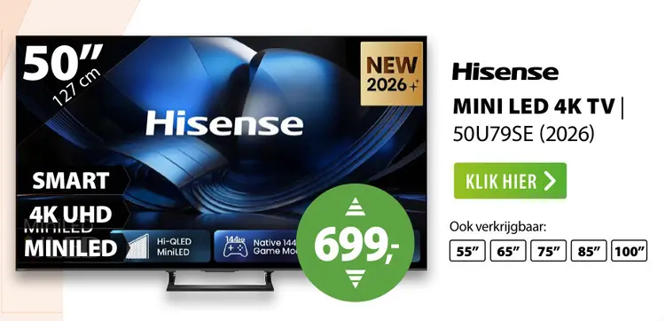 Aanbieding: Mini led 4k tv | 50u79se (2026)