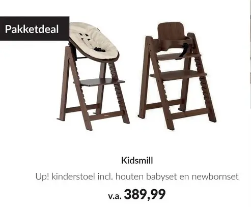 Aanbieding: Kidsmill Up! kinderstoel incl. houten babyset