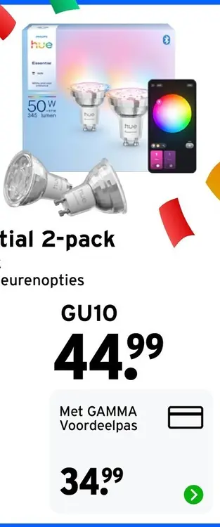 Aanbieding: Philips Hue Essential 2-pack GU10