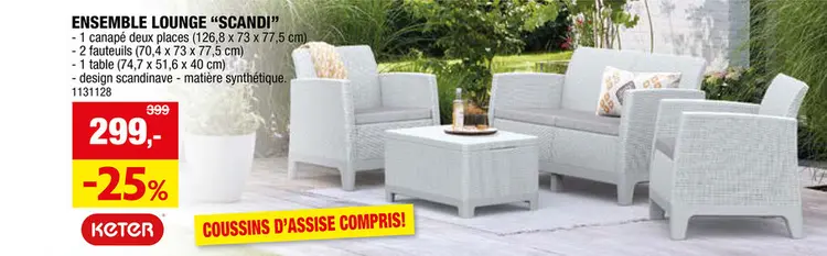 Offre: Keter Scandi salon de jardin ash grey