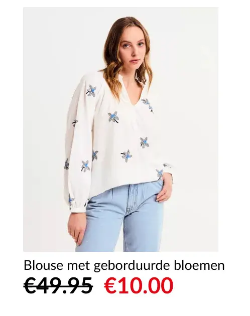 Promotie: Blouse met geborduurde bloemen