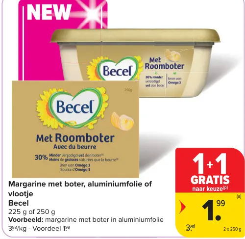 Promotie: Margarine met boter, aluminiumfolie of vlootje