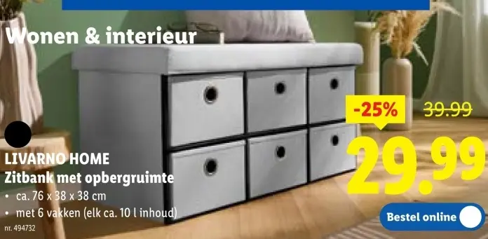 Promotie: Zitbank met opbergruimte