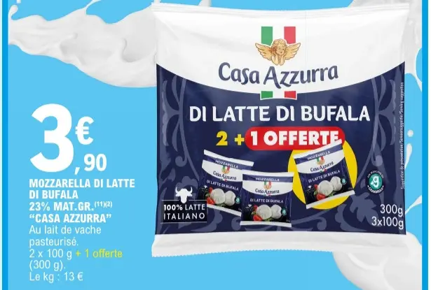 Offre: Casa Azzurra Mozzarella De Latte Di Bufala