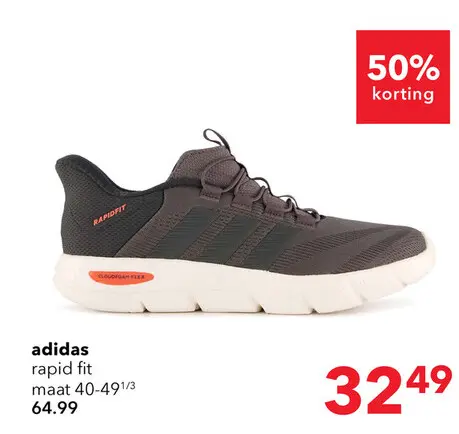 Aanbieding: Adidas Rapidfit Wide Fit heren sneakers grijs zwart