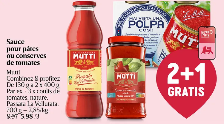 Offre: Sauce pour pâtes ou conserves de tomates