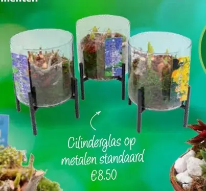 Aanbieding: Cilinderglas op metalen standaard