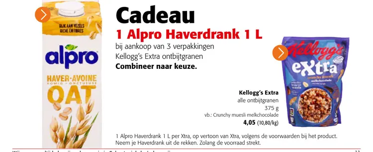 Promotie: Extra ontbijtgranen + gratis Alpro Haverdrank