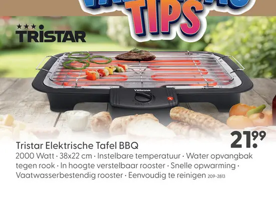 Aanbieding: Tristar bbq electrisch tafelmodel 37x21 cm