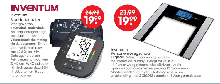 Aanbieding: Inventum personenweegschaal digitaal pw708zw lichaamsanalyse glas lcd-display