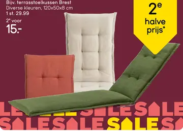Aanbieding: Terrasstoelkussen Brest - grijs - 120x50 cm