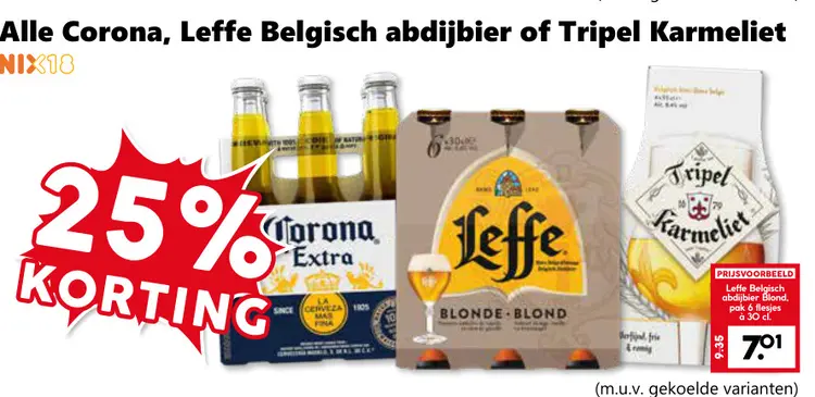 Aanbieding: Corona, Leffe Belgisch abdijbier of Tripel Karmeliet